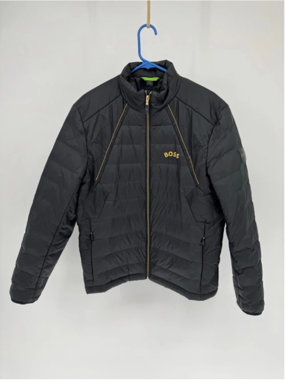 BOSS Men's Black Puffer Jacket with Gold Accents, Size L - Picture 1 of 10
